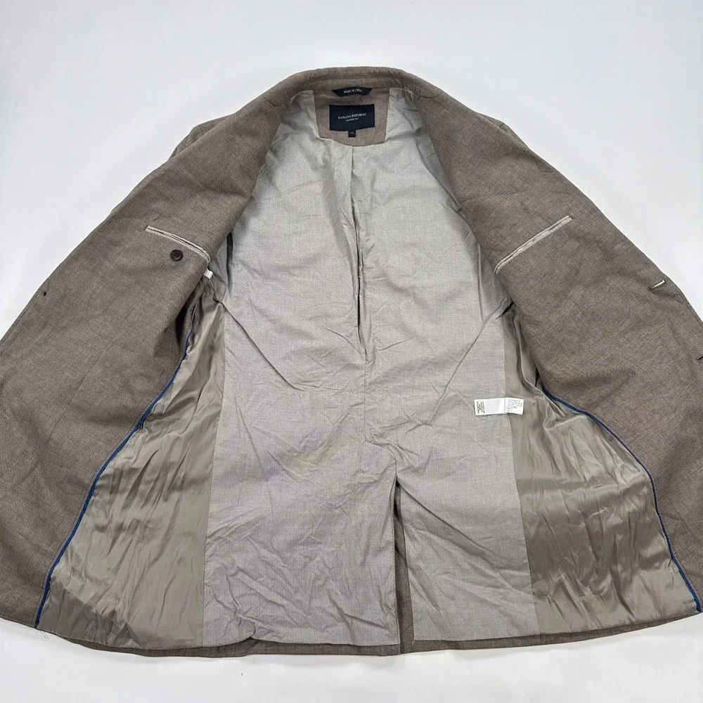 Banana Republic Mens Blazer 42L‎ Brown Tailored Fit Elbow Patch Academic Cotton